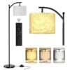 Floor Lamp, 62.2 in Tall, 1-Light, Modern, Beige Linen Shades