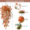4PCS Artificial Flowers outdoor Spring Summer Decor Fake Hanging Plants UV Resistant Faux Plastic Greenery Hanging Flowers for Outside Gardens Porch Wall Home Indoor,ORANGE&YELLOW