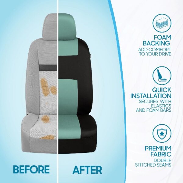 PolyPro Car Seat Covers Full Set in Charcoal on Black – Front and Rear Split Bench for Cars, Easy to Install Cover Set, Accessories Auto Trucks Van SUV