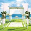 Garfans 6.6FT Wedding Arch For Ceremony Balloon Arch Stand with 4 Pedestal Nails Metal Arch Backdrop Stand for Parties Birthday Wedding Square Background Stand Garden Arch Gold