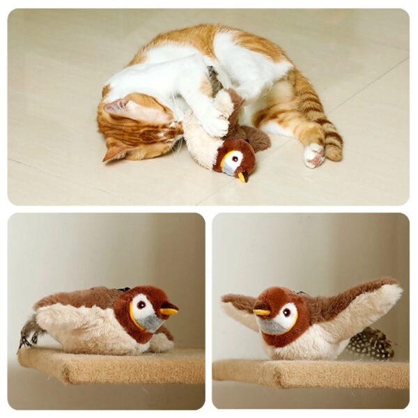 Risehigh Cat Toys for Indoor Cats Interactive Flapping Chirping Bird Kitten Toy Touch Activated Rechargeable Automatic with Catnip