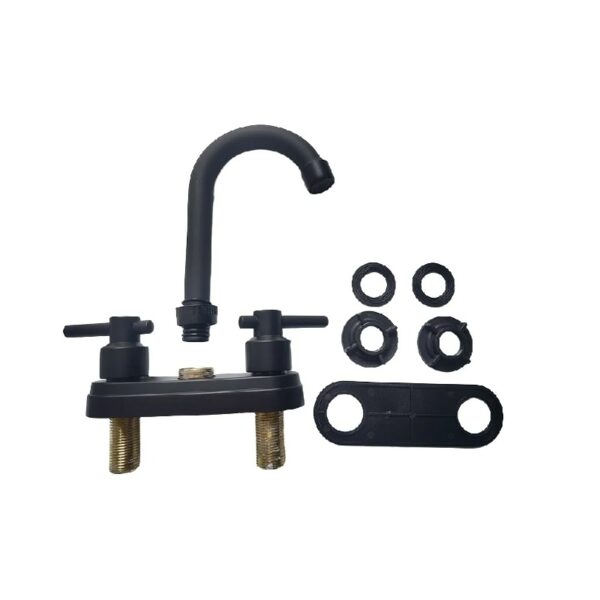 Bathroom Faucet 4inch 2 Handles Centerset Suit for 2 or 3 Mounting Holes, Lavatory Hot and Cold Mixer Tap, Mattle Black