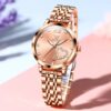 Women Watch Fashion Rose Gold Diamond Analog Quartz Female Watch for Women Luxury Dress Ladies Stainless Steel Luminous Waterproof Date Wrist Watches Green Dial