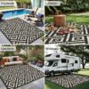 6'x 9' Outdoor Rug Plastic Waterproof Outside Foldable Mat UV Resistant Patio RV Deck Carpet,Black Brown