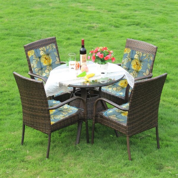 Outdoor Patio Cushion, Rocking Chair Cushion Set, Tufted Pads, Set of Upper and Lower with Ties Pack of 2 (2 Sets) - Back 21