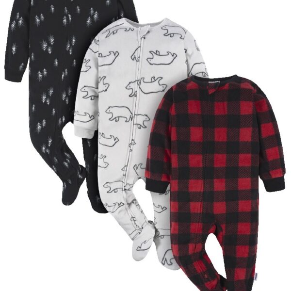 Baby and Toddler Neutral Microfleece Blanket Sleeper Pajamas, 3-Pack, Sizes 0/3M-5T