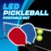 MinnARK Sports LED Pickleball Portable Set,  Light-Up Net, Paddles, and Balls, for Driveway & Backyard, Ages 3+