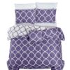 Lux Decor Collection 5 Piece Queen Down Alternative Comforter Set, Washable Duvet Bedding Set - Quatrefoil Navy