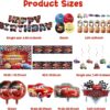 Guvpev Lightning Mcqueen Birthday Decorations, Cartoon Cars Theme Party Supplies Include Birthday Banner, Hanging Swirls, Cake Toppers, Latex Balloons, Foil Balloons, Backdrop, Tablecloth, Stickers