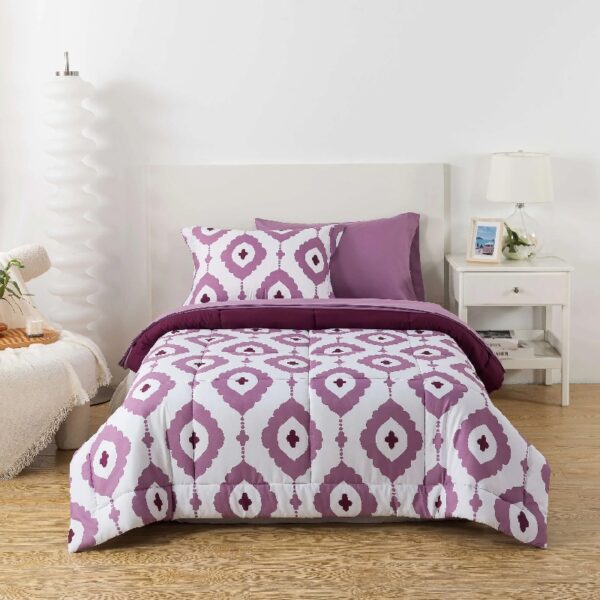 7 Piece Reversible Bed in a Bag Comforter Set with Sheets, Black, Queen