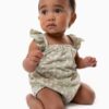 By Gerber Baby Girl Bubble Romper with Flutter Sleeves, Sizes 0/3 Months - 24 Months