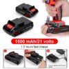 21V Cordless Drill Set, Electric Power Drill 34Pcs with 3/8 Inch Keyless Chuck, 25+3 Clutch Compact Driver Drill with Work Light, Max torque 45Nm, 2-Variable Speed & Battery and Fast Charger