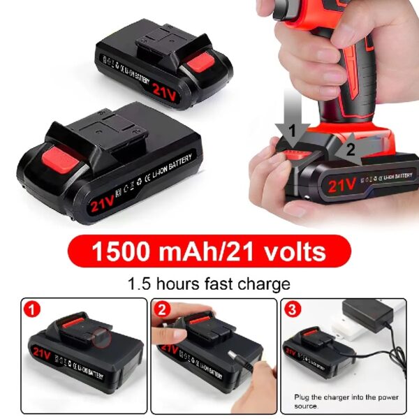21V Cordless Drill Set, Electric Power Drill 34Pcs with 3/8 Inch Keyless Chuck, 25+3 Clutch Compact Driver Drill with Work Light, Max torque 45Nm, 2-Variable Speed & Battery and Fast Charger