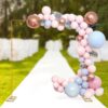YIYIBYUS 9.8FT x 9.8FT Wedding Backdrop Stand,Square Metal Balloon Arch Stand,Gold Adjustable Backdrop Stand Pipe Kit for Birthday Party Event
