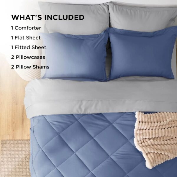 Light Purple Queen Comforter Set - 7 Pieces Reversible Queen Bed in a Bag, Queen Bed Set Light Purple and Grey with Comforters, Sheets, Pillowcases & Shams