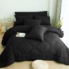 8 PCS Modern Comforter Set with Sheets All Season Bed in a Bag, Black, Queen Size