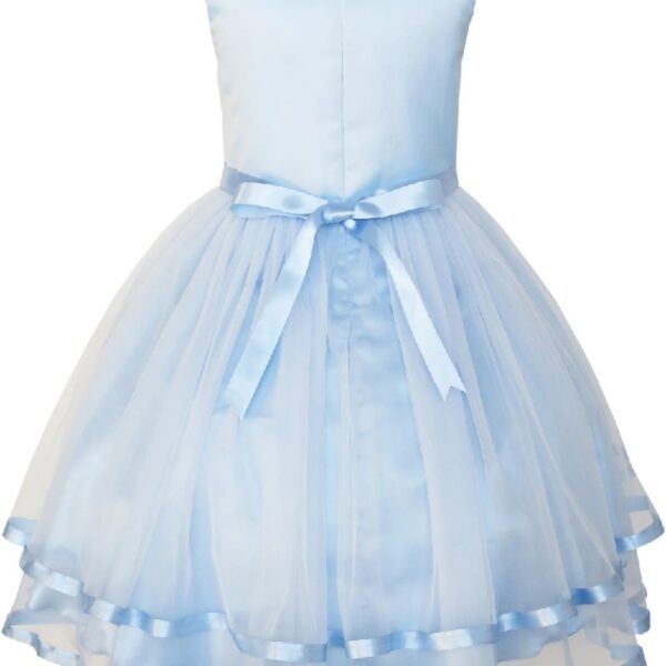 Flower Girls Dress Blue Belted Wedding Party Bridesmaid 12
