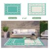 Outdoor Rugs Waterproof Plastic Straw Mat 6'x9' Reversible Patio Deck Beach Blue & White