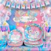 327Pcs Gender Reveal Party Supplies, Baby Shower Decorations Serves 25 Guests, Boy or Girl Elephant Gender Reveal Ideas with Tableware, 120pcs Balloons, Backdrop