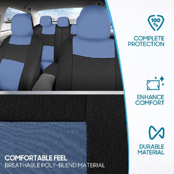 PolyPro Car Seat Covers Full Set in Charcoal on Black – Front and Rear Split Bench for Cars, Easy to Install Cover Set, Accessories Auto Trucks Van SUV