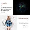 Women Watch Fashion Rose Gold Diamond Analog Quartz Female Watch for Women Luxury Dress Ladies Stainless Steel Luminous Waterproof Date Wrist Watches Green Dial