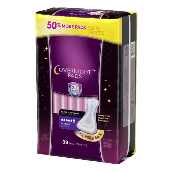 Overnight Incontinence Pads for Women/Bladder Control Pads, Ultimate-Extra Coverage, 24ct