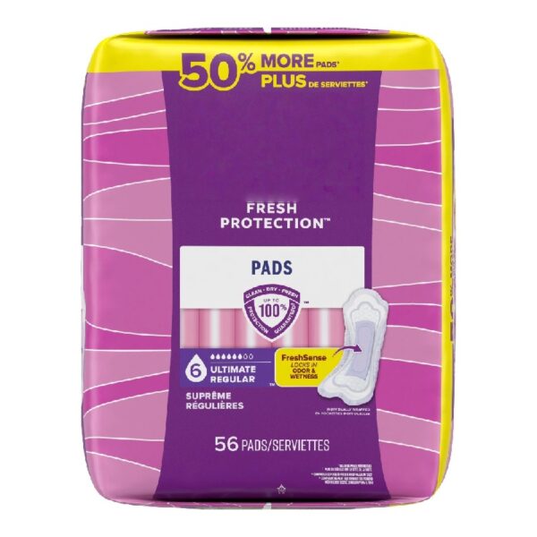 Incontinence Pads for Women, 6 Drop Ultimate Absorbency, Regular Length, 56 Count