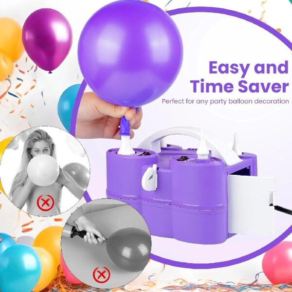 Electric Air Balloon Pump | 3-in-1 Air Pump for Inflatables，Long Animal Twisty Balloon, Foil Balloons, Quick-Fill 110V AC Inflator Deflator Great for Pool Floats Air Mattress Inflatables Purple Color