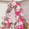 135pcs Pink 3D Leopard Aluminium Foil Balloons Pink leopard latex balloon kid birthday party decor Gender disclosure baby shower (135pcs,Other)