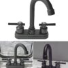 Bathroom Faucet 4inch 2 Handles Centerset Suit for 2 or 3 Mounting Holes, Lavatory Hot and Cold Mixer Tap, Mattle Black