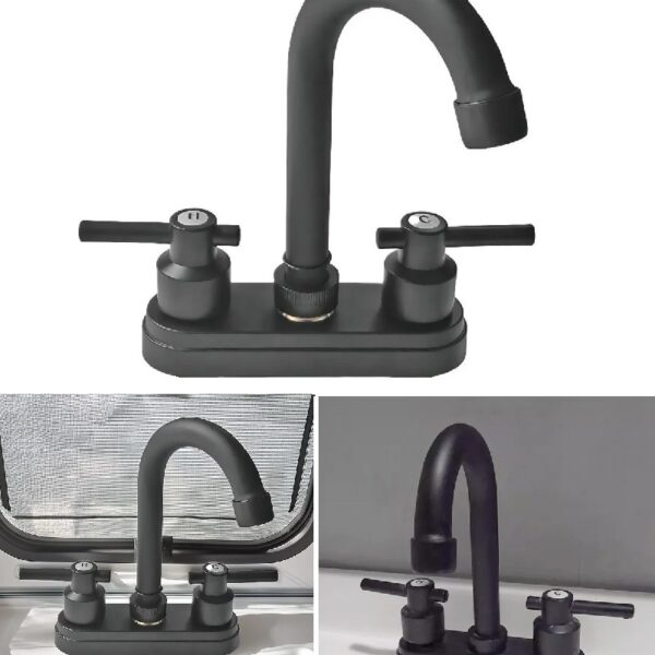 Bathroom Faucet 4inch 2 Handles Centerset Suit for 2 or 3 Mounting Holes, Lavatory Hot and Cold Mixer Tap, Mattle Black