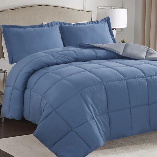 Light Weight Down Alternative Comforter Set, Queen, Green, Reversible