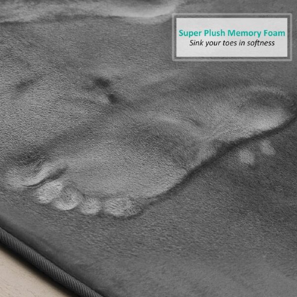 Nestl Set of 3 Absorbent Memory Foam Bath Mat Bathroom Rugs, Gray, Large 20