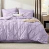 Dorm Bedding Twin Comforter Set - 5 Pieces Pintuck Bed in A Bag with Comforters, Sheets, Pillowcases & Shams