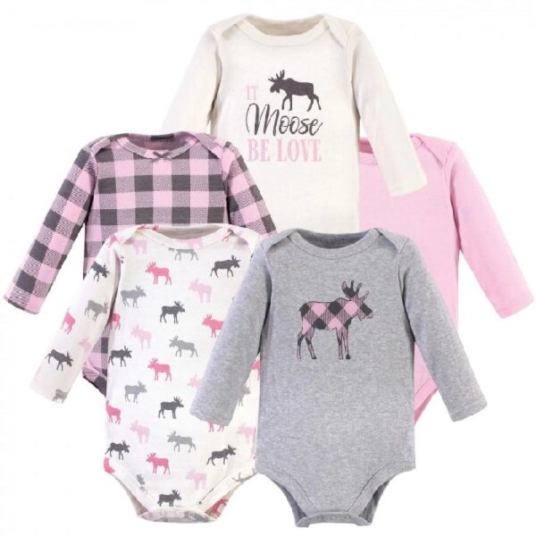 Cotton Long-Sleeve Bodysuits, 5-Pack, Newborn- 24 Months