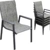 Outdoor Patio Dining Chairs Set of 2,Breathable Seat Fabric and Alloy Steel Frame for Backyard Porch Garden Sunroom , Dark Gray