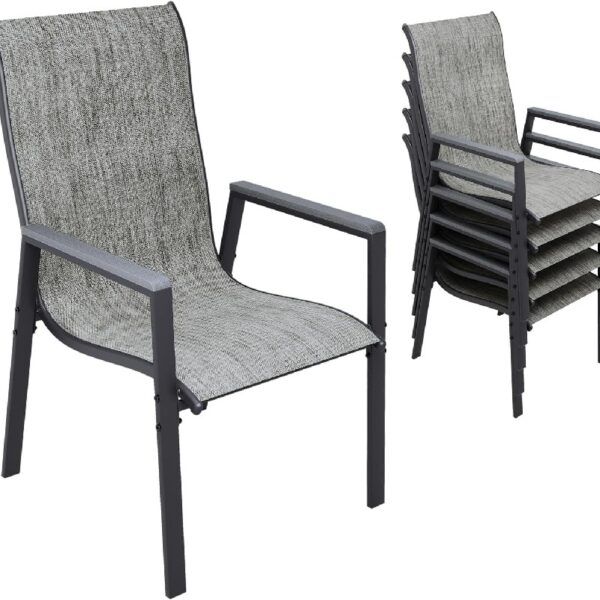 Outdoor Patio Dining Chairs Set of 2,Breathable Seat Fabric and Alloy Steel Frame for Backyard Porch Garden Sunroom , Dark Gray