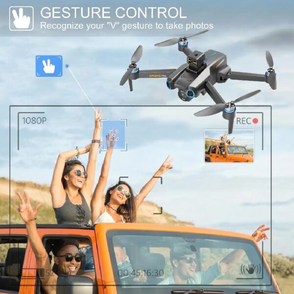 Large Size Four-Axis Brushless Drone 4K HD FPV Camera Wifi RC Quadcopter，360° Flip，Waypoint Flight，for Kids Adult and Beginners，GPS，Black，2 Batteries