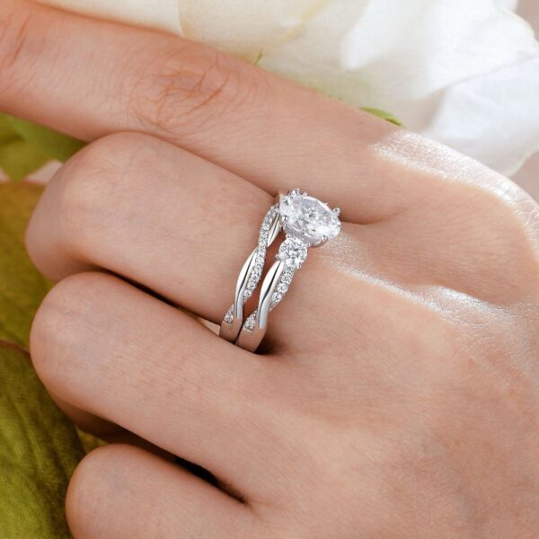 1 Carat Wedding Ring Sets Infinity Band Princess Sterling Silver Rings for Women CZ Size 7