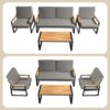 3 Pieces Patio Chairs Set with Glass-Top Coffee Table, Outdoor Bistro and Patio Furniture Set for Porch|Backyard|Balcony, Black