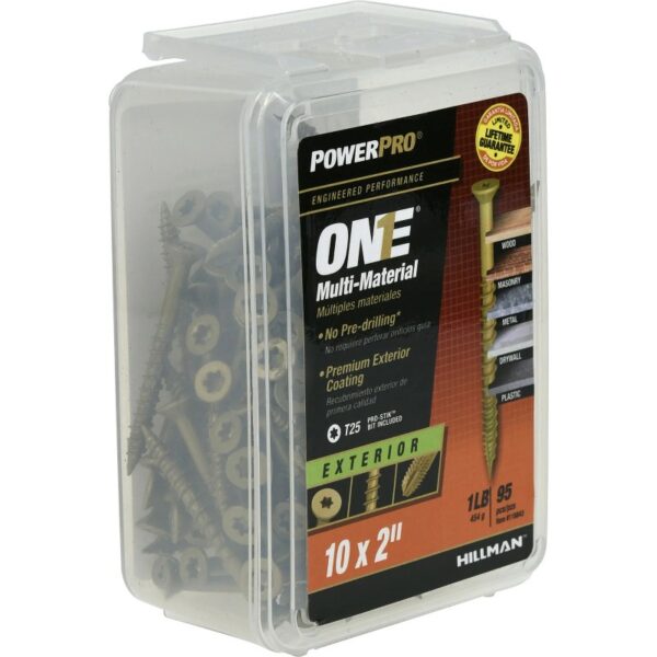 Hillman Fasteners 116843 Power Pro ONE Multi-Material Screws, #10 x 2