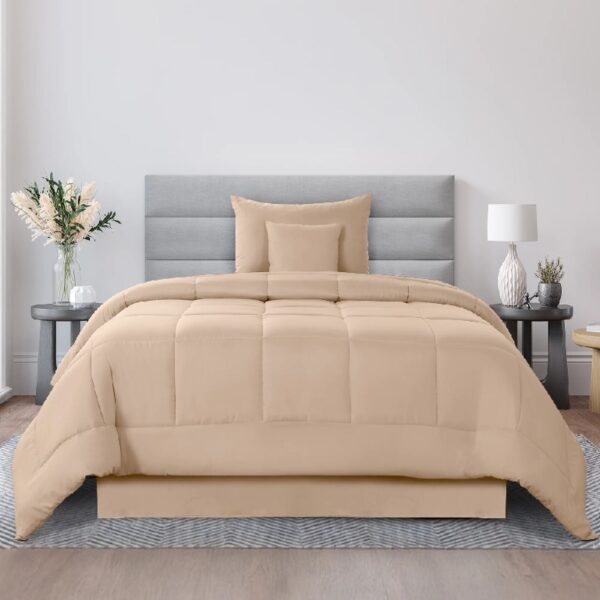 Lux Decor Collection 5 Piece Queen Down Alternative Comforter Set, Washable Duvet Bedding Set - Quatrefoil Navy