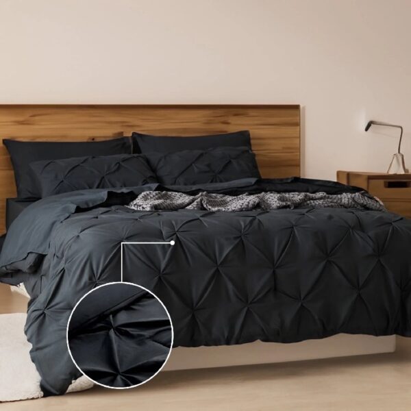 Dorm Bedding Twin Comforter Set - 5 Pieces Pintuck Bed in A Bag with Comforters, Sheets, Pillowcases & Shams