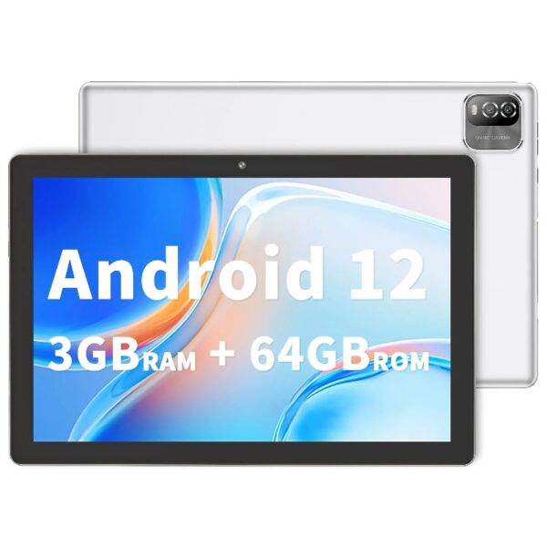 Android 14 Tablet 10.1 inch with Case, 3GB, 64GB, IPS Touch Screen, Quad-Core,1280x800 | Wi-Fi6 | 6000mAh | Google Certified(White)