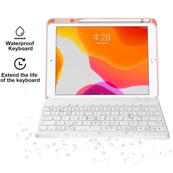Keyboard Case for iPad 9th/8th/7th Gen 10.2 inch, iPad Air 3rd, Pro 10.5 - Colorful Backlite Keyboard, 360 Rotatable Detachable Magnetic Protective Cover, Pencil Holder, Auto Sleep/Wake