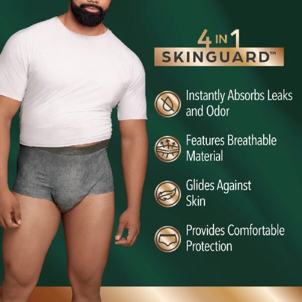 (2 pack) Real Fit Incontinence Underwear for Men, Adult Diapers, L/XL, Grey, 12 Count