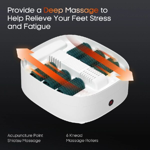 MaxKare Foot Spa Bath Massager with Heat, Collapsible with Remote Control, 6 Large Massage Rollers Digital Display-Green