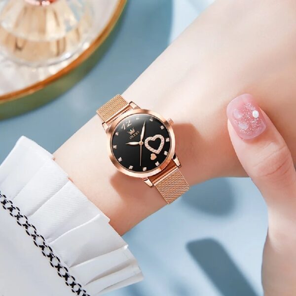 Women Watch Fashion Rose Gold Diamond Analog Quartz Female Watch for Women Luxury Dress Ladies Stainless Steel Luminous Waterproof Date Wrist Watches Green Dial