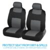 PolyPro Car Seat Covers Full Set in Charcoal on Black – Front and Rear Split Bench for Cars, Easy to Install Cover Set, Accessories Auto Trucks Van SUV