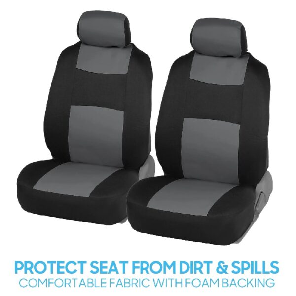 PolyPro Car Seat Covers Full Set in Charcoal on Black – Front and Rear Split Bench for Cars, Easy to Install Cover Set, Accessories Auto Trucks Van SUV